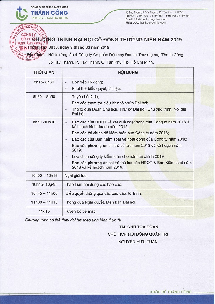 CHUONG TRINH DAI HOI
