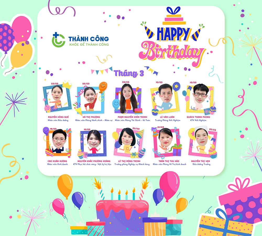 Chúc mừng sinh nhật CBNV tháng 3 năm 2024